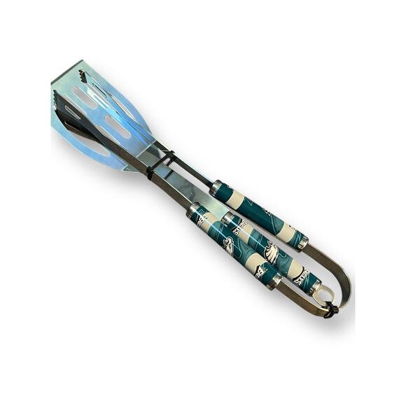 Philadelphia Eagles NFL Tailgate BBQ Grill Set Barbecue Spatula Tong Set x2 Tool - Picture 8 of 13